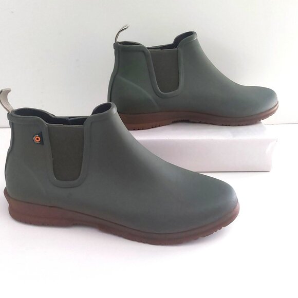 Bogs Sweet Pea Rain Boots Women’s Size 9 Sage Green Waterproof Slip On Ankle - Picture 2 of 13